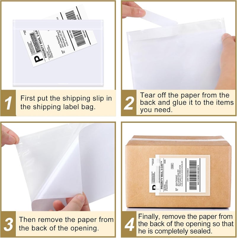 AZUREAL 100PCS Shipping Label Sleeves, 7.5" x 5.5" Packing Slip Pouches, Packing List Envelopes/Shipping Label Envelopes for Mailing, Packing List, Packaging, Protective Documents - Image 3